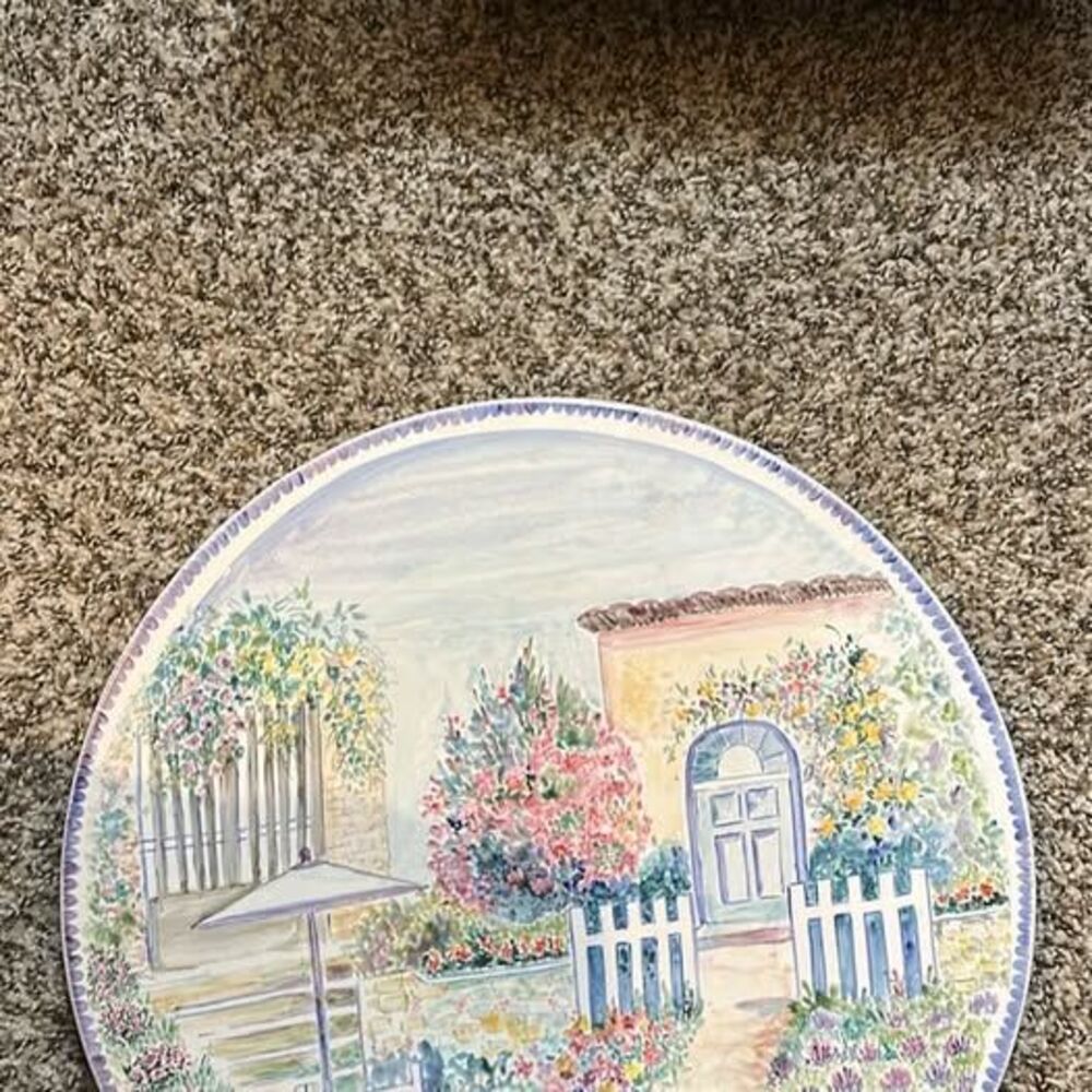 Vintage 1989 Fl. Tholance Hand-Painted Faience Plate - Saint-Paul de Vence